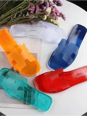 Colorful Transparent Slide Sandals - Multi Color Options